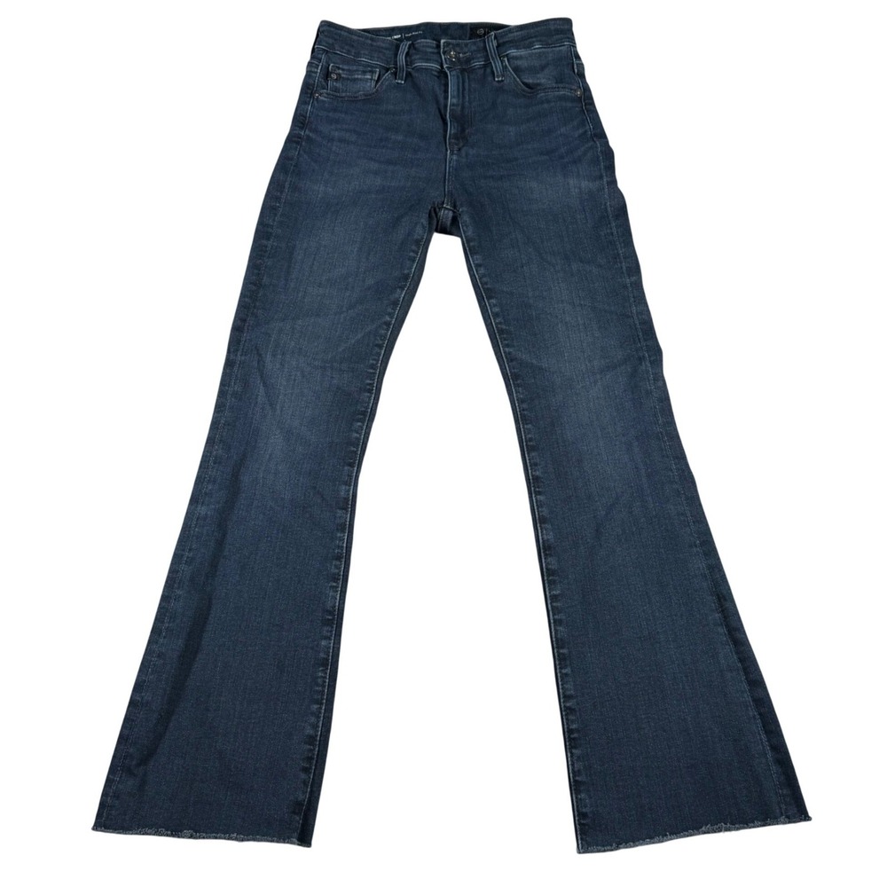 AG Adriano Goldschmied Farrah Boot Crop Women 25 (FITS 24x26) Blue Raw Hem Jean